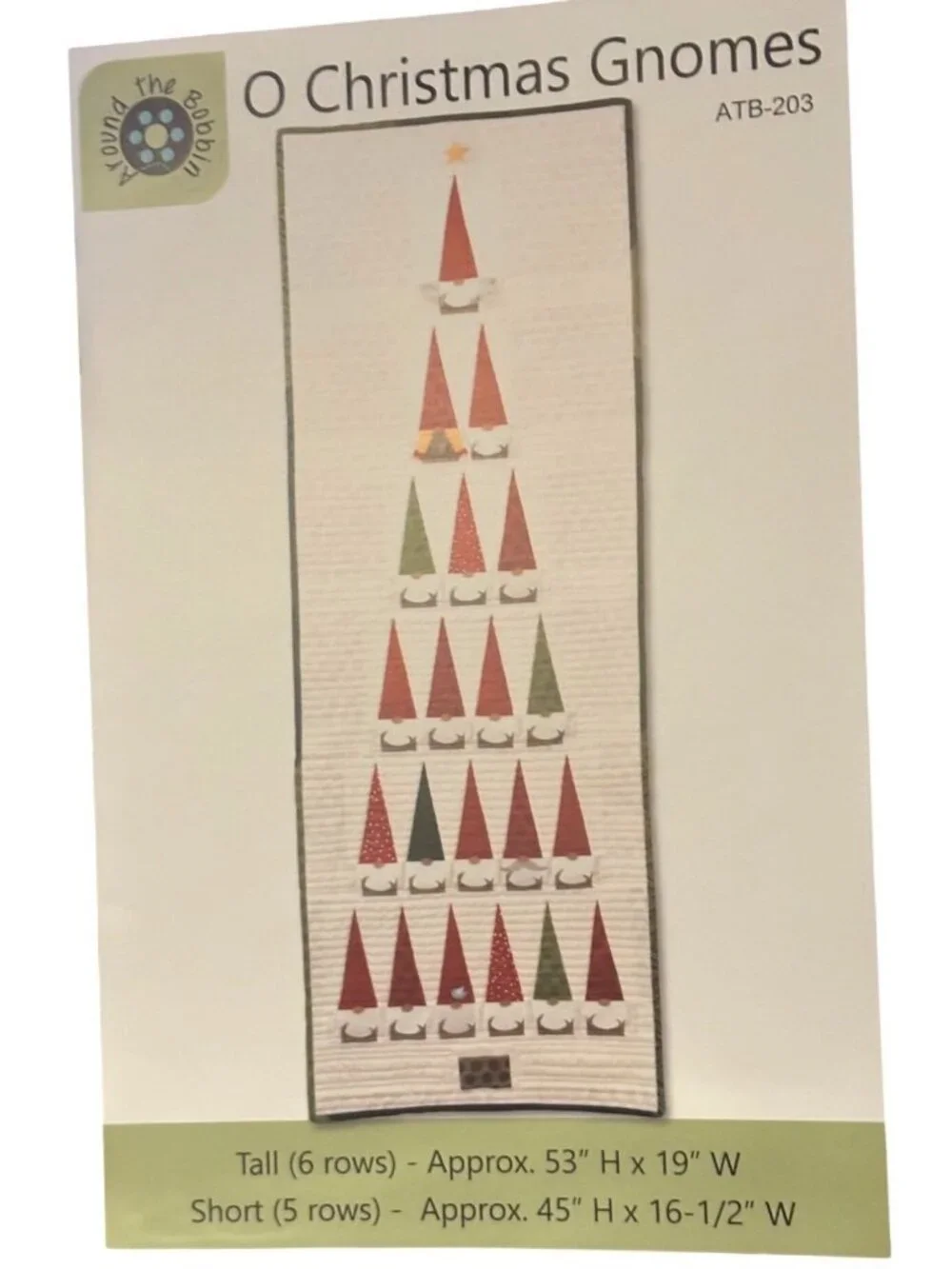 Oh Christmas Gnomes Quilt Pattern Around The Bobbin Short 45X16.5